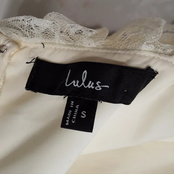 Lulus~Women Jaquared Ivory Corset Ruffle Prairie Dress~Cottagecore Lace~Bridal~S - Picture 3 of 11